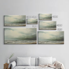 Load image into Gallery viewer, Beach Wall Art, Framed Canvas Print, Newport Beach Art, Beach House Decor, Drab and Moody / Subdued Wall Art, A Stormy Day