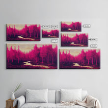 Carregar imagem no visualizador da galeria, Fuchsia Forest, Surreal Abstract Trippy Psychedelic Art, Ready To Hang Canvas Print, Framed Wall Art