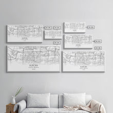 Carregar imagem no visualizador da galeria, Aurora Street Map, Illinois Map, Map Print, Modern Art, Wall Art, Canvas Print, Room Décor For Teens, Cool Wall Art, Fun Gift, Classroom Art