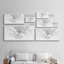 Carregar imagem no visualizador da galeria, Brownsville Street Map, Texas Map, Map Print, Modern Art, Wall Art, Canvas Art, Realtor Closing Gift, Wall Décor Over The Bed, Couples Gift
