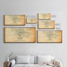 Load image into Gallery viewer, Distressed Fresno California Map, Framed Canvas Print Or Poster, California Map Print, Freso City Wall Art Map Print, Rustic Map Art