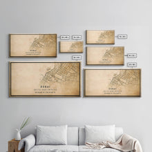 Load image into Gallery viewer, Dubai UAE map print poster or framed canvas, Dubai map print poster canvas, Dubai city map print poster canvas, Vintage Travel Art