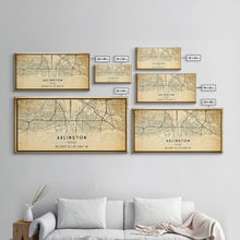Carregar imagem no visualizador da galeria, Arlington Texas map print poster or framed canvas, Arlington map print poster canvas, Texas city map print poster canvas, Vintage Travel Art