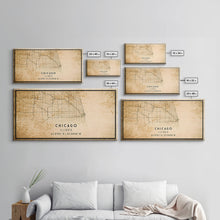 Load image into Gallery viewer, Distressed Chicago map print poster or framed canvas, Illinois road map print poster canvas, Chicago city map print poster canvas
