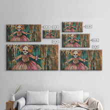 Load image into Gallery viewer, Creepy Doll Wall Art, Framed Canvas Print, Spooky Season Spooky Vibes Wall Art, Halloween Decor