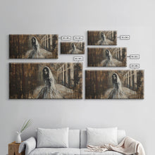 Carregar imagem no visualizador da galeria, Ghostly Bride, Haunted Wedding, Framed Canvas Print, Spooky Wall Art, Halloween Decor