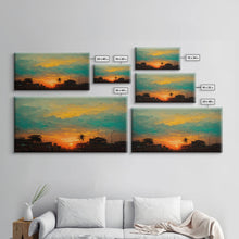 Load image into Gallery viewer, Cloudy sunset canvas print, sunset art, California Highway art, living room wall art, guest room wall art