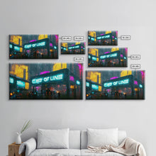 Load image into Gallery viewer, End Of Line, Cyberpunk Subway Art, Dystopian Cyber Punk City, Canvas Print, Bladerunner vibes art, cool wall art, night city