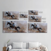 Carregar imagem no visualizador da galeria, Action-Packed Rodeo Scene with Bucking Horse, Beautiful Framed Canvas Print, Western Living Room Art, Rustic Bedroom Decor, Wall Art