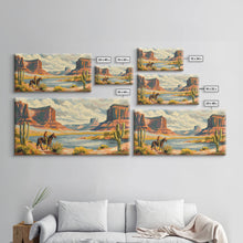 Load image into Gallery viewer, Cowboy in Monument Valley Landscape, Framed Canvas Print for Rustic Living Room Decor, Western Art for Bedroom and Home Decoration