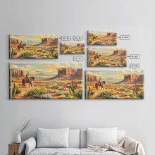 Load image into Gallery viewer, Cowboy Overlooking Desert Canyon, Framed Canvas Print for Rustic Living Room Decor, Western Wall Art, Home and Bedroom Decoration