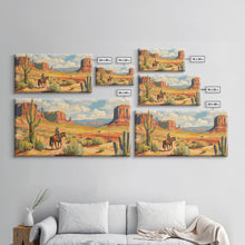 Load image into Gallery viewer, Cowboy in Desert Valley, Framed Canvas Print for Rustic Living Room Decor, Western Art for Home and Bedroom Decoration