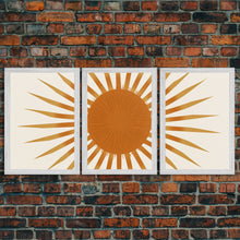 Carregar imagem no visualizador da galeria, Glamorous Sunburst Wall Art, Art Deco, Framed Canvas Print, Starburst Print, Atomic Age Art, Gold Sun Art, Wall Decor, Home Decor