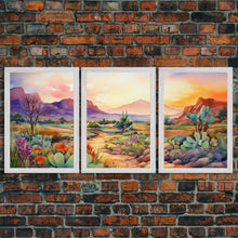 Carregar imagem no visualizador da galeria, Southwestern Desert Landscape 3 Piece Canvas Prints, Painting, Minimalist Art, Decor, Wall Decor, Wallpaper, Digital Prints, Wall Art