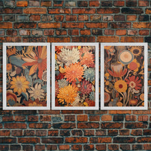 Load image into Gallery viewer, Boho Style Wall Art, Framed Canvas Print 3 Piece Set, Boho Chic, Gifts For Girlfriend, Boho Home Decor, Botanical Floral Art, Botanical Art