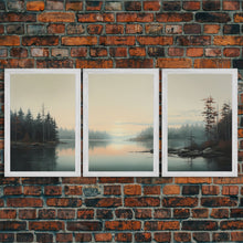 Carregar imagem no visualizador da galeria, Framed Canvas Wall Art Set of 3 Oil Painting Forest Tree Prints Minimalist Neutral Art Modern Farmhouse Wall Decor, Boho Art