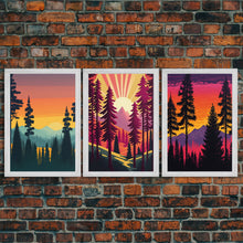 Load image into Gallery viewer, 3 Piece Framed Canvas Wall Art Retro Forest Nature Scenery Minimalist Canvas Print Modern Home Artwork Decoration for Living Room