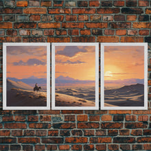 Load image into Gallery viewer, Cowboy Wall Art, Sunset Print, Landscape Wall Art, Canvas Print, Wall Art, 3 Piece Wall Art, Gift For Men, Ranch House Decor, Western Art