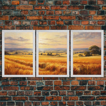 Load image into Gallery viewer, Countryside Wall Art, Wheat Field Art Print, Landscape Wall Art, Countryside Art, Canvas Print, Wall Art, 3 Piece Wall Art, Dorm Room Art