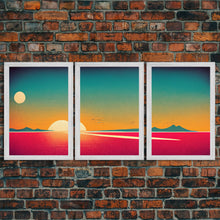 Carregar imagem no visualizador da galeria, Art Deco Sunset, 3 Piece Wall Art, Ready To Hang Canvas Print, Cool Unique Living Room Wall Art Decor