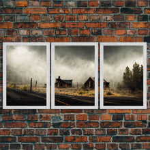 Carregar imagem no visualizador da galeria, Abandoned Ghost Town, Wild America, 3 Piece Wall Art, Ready To Hang Canvas Print, Cool Living Room Wall Art Decor