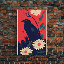 Load image into Gallery viewer, Crow Portrait, surrealist bird art, Framed Canvas Print, Ready To Hang Framed Wall Art, Living Room Decor