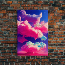 Carregar imagem no visualizador da galeria, Bubble Gum Clouds, Trippy Psychedelic Surrealist Cloud Art, Framed Canvas Print, Ready To Hang Framed Wall Art