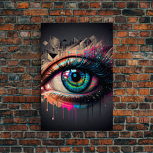 Load image into Gallery viewer, Vibrant Graffiti Style Eye Wall Art Canvas Print - Street Art Inspired Graphic Illustration Artwork