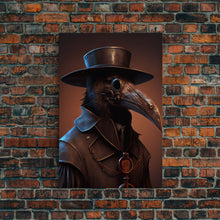 Load image into Gallery viewer, Crow wearing a plague doctor mask, poster art, cool spooky fine art poster print