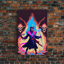 Carregar imagem no visualizador da galeria, Tabletop RPG pixel art, Human Necromancer Art, framed canvas print, framed game room decor