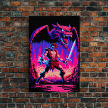 Carregar imagem no visualizador da galeria, Tabletop RPG art, vaporwave neon aesthetic, Barbarian art, framed canvas print