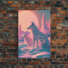 Carregar imagem no visualizador da galeria, Cute Arctic Fox Art, animal prints, framed canvas print wall art, vaporwave aesthetic soothing art