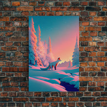 Carregar imagem no visualizador da galeria, Cute arctic fox art in the snow, framed canvas print