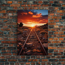 Carregar imagem no visualizador da galeria, Abandoned Train Tracks Somewhere In The Arizona Desert, Framed Canvas Print, Western Decor