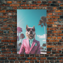 Carregar imagem no visualizador da galeria, Akita Wall Print, Dog Wall Art, Dog Sunglasses, Pink Business Suit, Funny Wall Art, Framed Wall Art, Framed Canvas, Wall Print, Wall Canvas