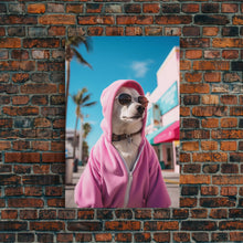 Cargar imagen en el visor de la galería, Chihuahua Wall Print, Dog Wall Art, Dog Sunglasses, Pink Hoodie, Funny Wall Art, Framed Wall Art, Framed Canvas, Wall Print, Wall Canvas