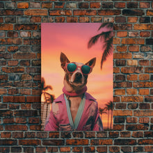 Cargar imagen en el visor de la galería, Chihuahua Wall Print, Dog Print, Dog Sunglasses, Dog In Pink Tracksuit, Funny Art, Framed Wall Art, Framed Canvas, Wall Print, Wall Canvas