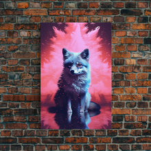 Load image into Gallery viewer, Black Fox Wall Print, Animal Art Print, Animal Portrait, Pink Art, Wildlife Art, Framed Wall Art, Framed Canvas, Wall Print, Wall Canvas