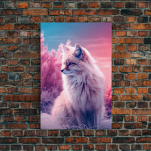 Load image into Gallery viewer, Arctic Fox Wall Print, Animal Art Print, Animal Portrait, Pink Art, Wildlife Art, Framed Wall Art, Framed Canvas, Wall Print, Wall Canvas