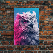 Load image into Gallery viewer, Bird Wall Print, Animal Art Print, Animal Portrait, Pink Art, Wildlife Art, Owl Art, Framed Wall Art, Framed Canvas, Wall Print, Wall Canvas