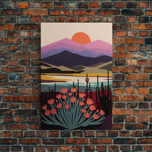 Load image into Gallery viewer, Boho Style Mountain Landscape, Minimalist Art, Sunset Over The Mountains