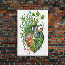 Carregar imagem no visualizador da galeria, Florapunk Heart, Anatomical Heart Painting Canvas Print, Watercolor Heart, Human Heart, Pond Heart, Marsh Painting, Waterlily, Lily pads
