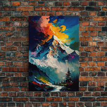 Load image into Gallery viewer, Annapurna III, Mountain Art, Rustic Mountain Landscape Wall Art, Framed Canvas Print, Abstract Oil Painting Print, Mountains of Nepal