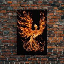 Carregar imagem no visualizador da galeria, Canvas Print Of "The Phoenix" - Rebirth Art - Framed Canvas Art - Framed Wall Art - Incredibly Beautiful Phoenix Decor