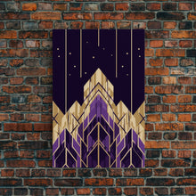 Load image into Gallery viewer, Art Deco Pattern Wall art, Framed Canvas Print, Art Deco, Gold & purple art, Canvas art, Abstract art, Office decor, Original painting