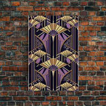 Load image into Gallery viewer, Art Deco Pattern Wall art - Framed Canvas Print - Art Deco - Stained glass art - Ornament art - Geometric art - Purple & gold art - Wall art