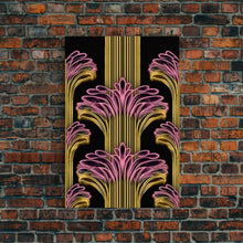 Load image into Gallery viewer, Art Deco Pattern Wall art - Framed Canvas Print - Art Deco - Black art - Bright colors - Pink & gold art - Office decor - Abstract nature