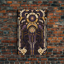 Load image into Gallery viewer, Art Deco Pattern Wall art, Framed Canvas Print, Art Deco, Patterns art, Yellow & purple art, Ornament art, Colorful painting, Light colors