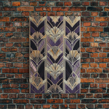Load image into Gallery viewer, Art Deco Pattern Wall art, Framed Canvas Print, Art Deco, Pattern art, Yellow & purple art, Stained glass art, Abstract nature, Office decor