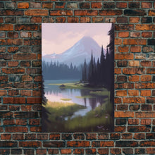 Load image into Gallery viewer, Beautiful Mountain and Stream Landscape Watercolor Painting, Framed Canvas Print, Nature / Landscape Painting